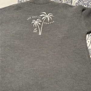 Women’s Gray Palm Embroidered Knit Sweater